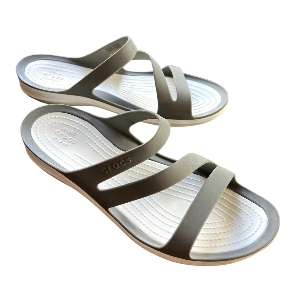 Crocs Swiftwater Gray Sandals, Women's Size 10